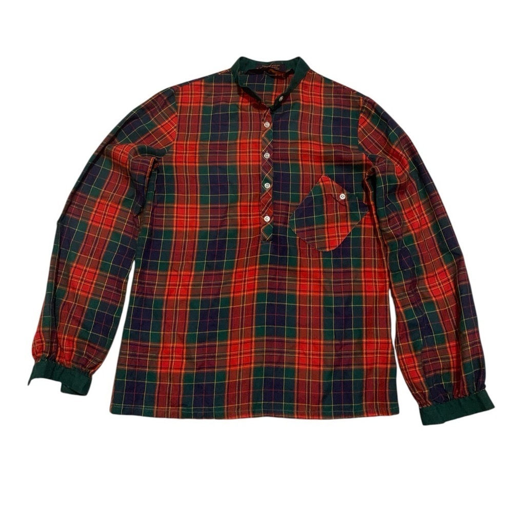 Vintage 70s Landlubber Plaid Pullover Blouse Size 5 (XS/S)